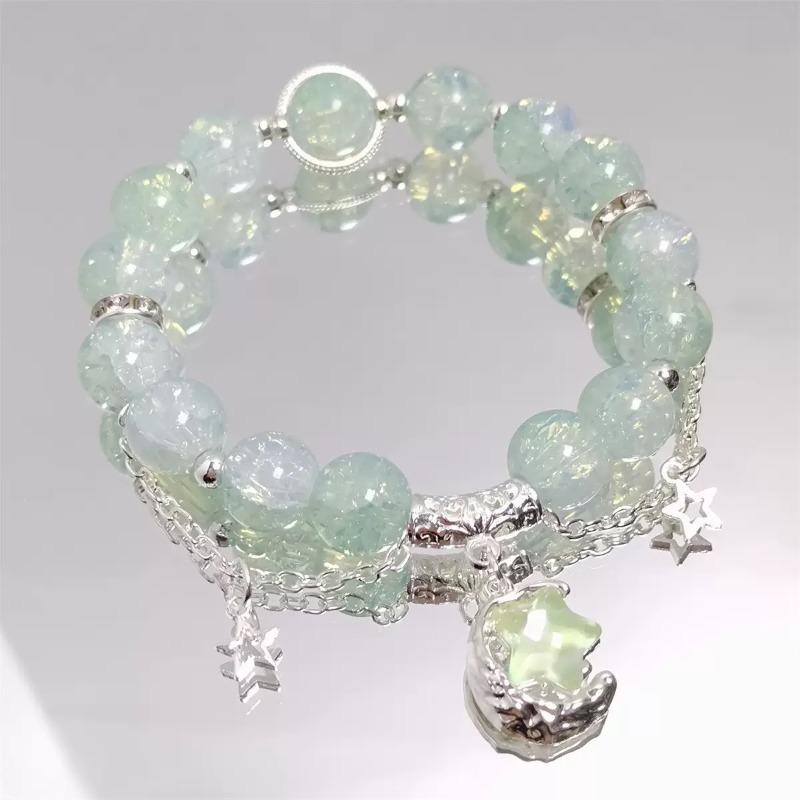 Summer Fresh and Cool Forest-themed Green Crystal Butterfly Ethereal Crystal Bracelet - A Niche Item