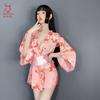 Sexy Underwear Chiffon Print Pajamas Short Skirt Summer Women's Home Bathrobe Japanese and Korean Style Bow Kimono