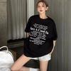 Women's Korean Style Loose Black Cotton Short-Sleeve T-Shirt