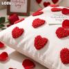 1PC LOZUJOJU 3D Tufted Heart Throw Pillowcase, Sweet Love Heart Embossed Cushion Cover for Sofa Living Room Bedroom Home Decor