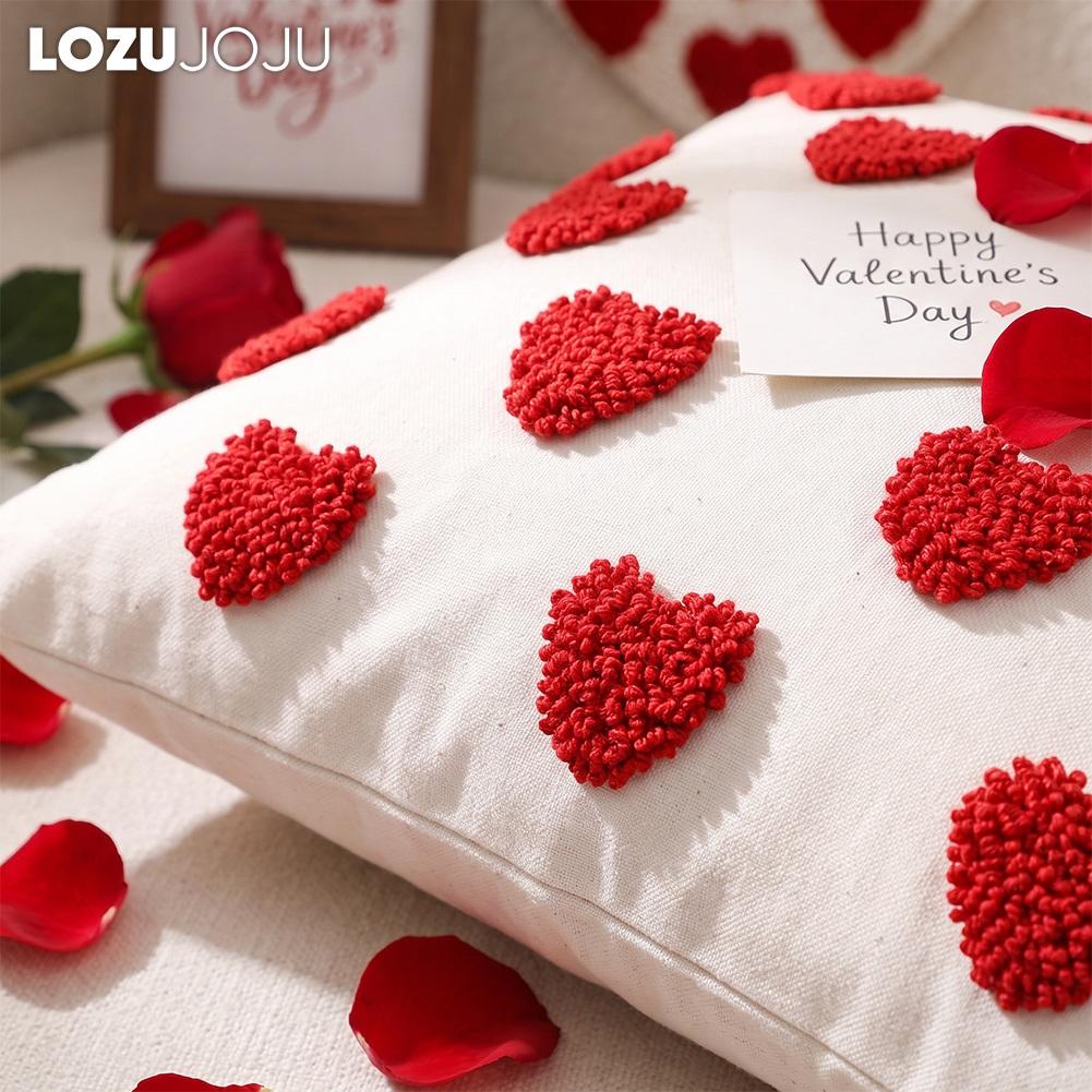 1PC LOZUJOJU 3D Tufted Heart Throw Pillowcase, Sweet Love Heart Embossed Cushion Cover for Sofa Living Room Bedroom Home Decor