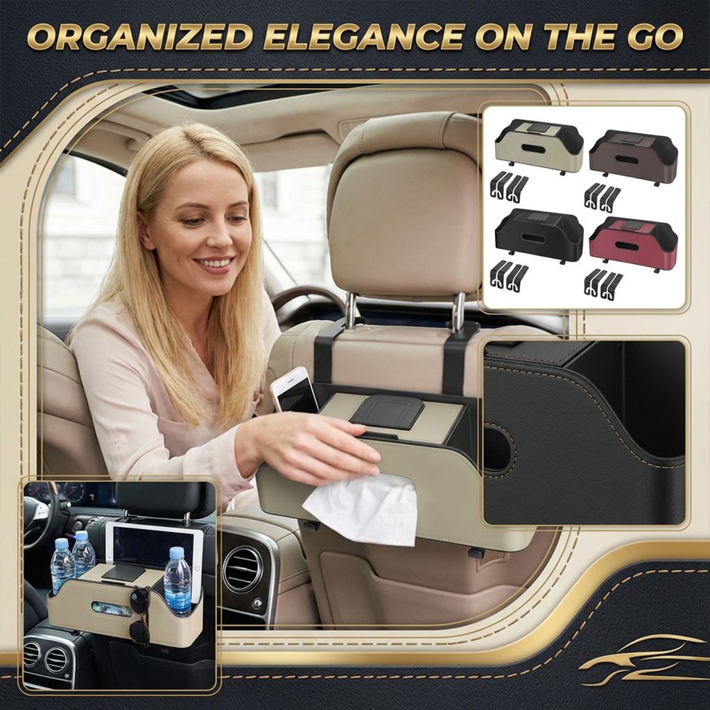 Car Seat Back Organizer, Tissue Holder Bag, Multi-functional Storage Box, Car Rear Seat Cup Holder And Storage Rack.
