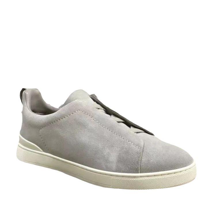 Men's Black Leather Slip-On Summer Sneakers - Lightweight, Breathable, Flat-Soled, Casual Round Toe