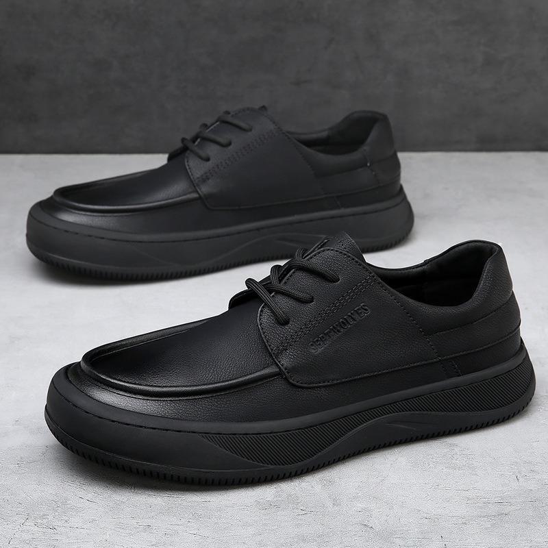 Spring and summer new men's shoes leather breathable versatile thick-soled hollowed casual leather shoes men's sports trendy shoes