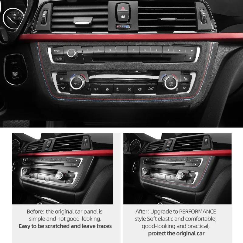 For BMW F30 F32 F34 3 Series 2013- Center Console CD Panel Cover Made of Alcantara Trim Sticker Moulding Interior Accessory