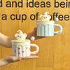 High Value Cartoon Bear Cup Ins Wind Creative Ceramic Mug with Lid Coffee Milk Cup Birthday Gift