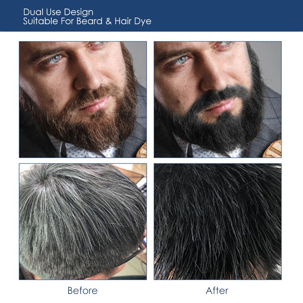 Shampoing Colorant pour Barbe Noir Naturel Coloration Permanente Longue Durée pour Hommes Couverture des Cheveux Blancs Gris Soin de la Barbe