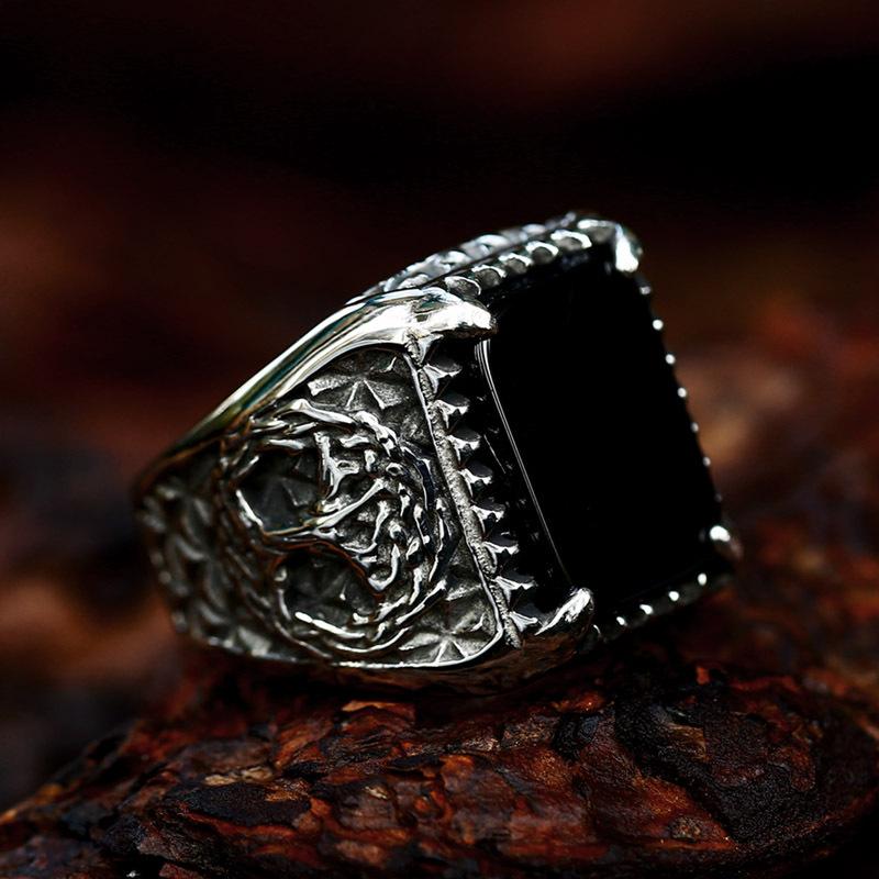 2026 Viking Rune Ring, European and American Retro Crow Ring us number 7#