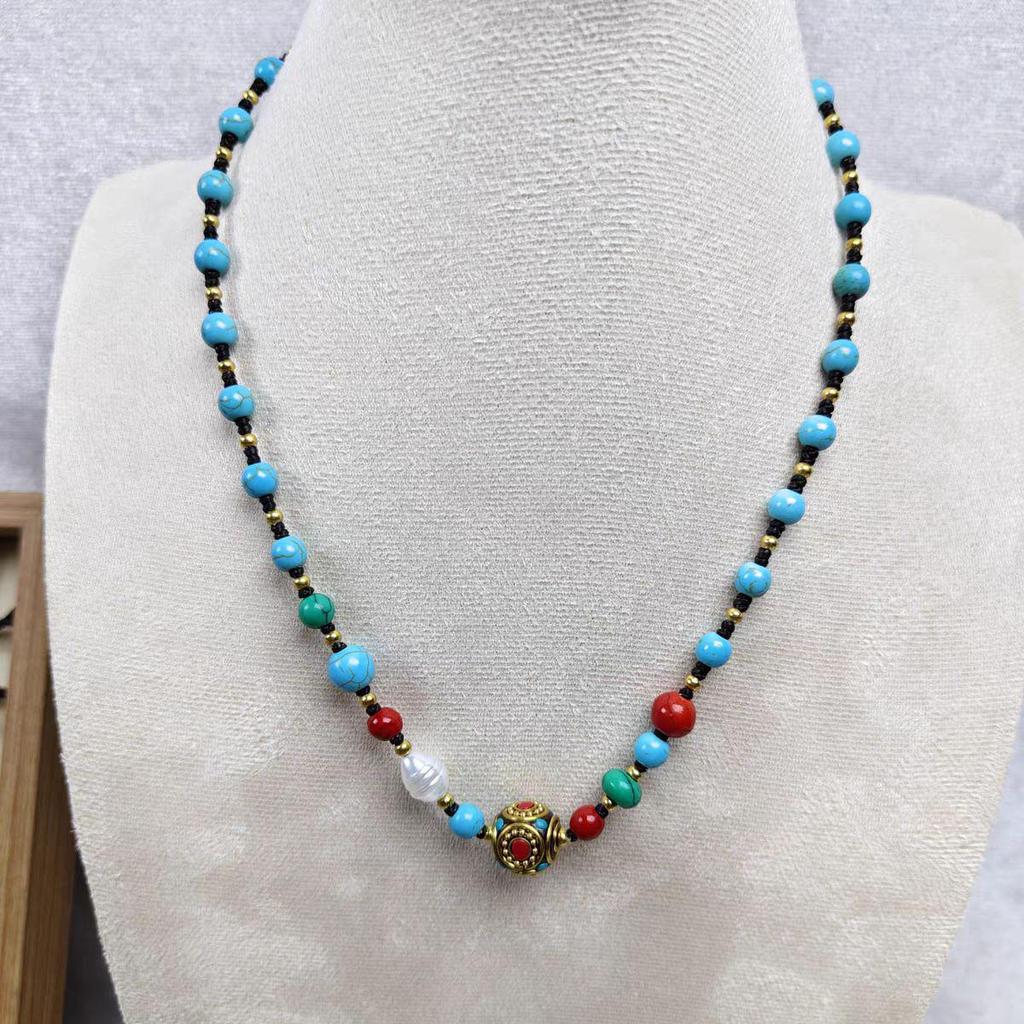 Handmade Nepal Ethnic Woven Clavicle Chain - Women’s Vintage Style Sweater Necklace, Versatile Design