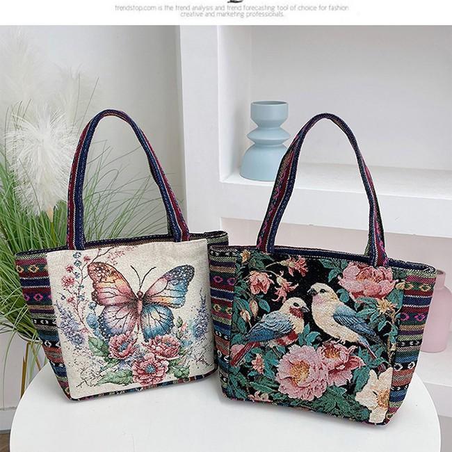 

Butterfly handbag Double-sided embroidery large-capacity fashion bag Go out handbag