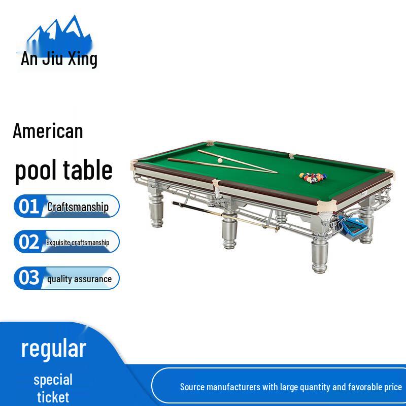 Anjiuxing American Pool Table with Silver Marble & Auto Return