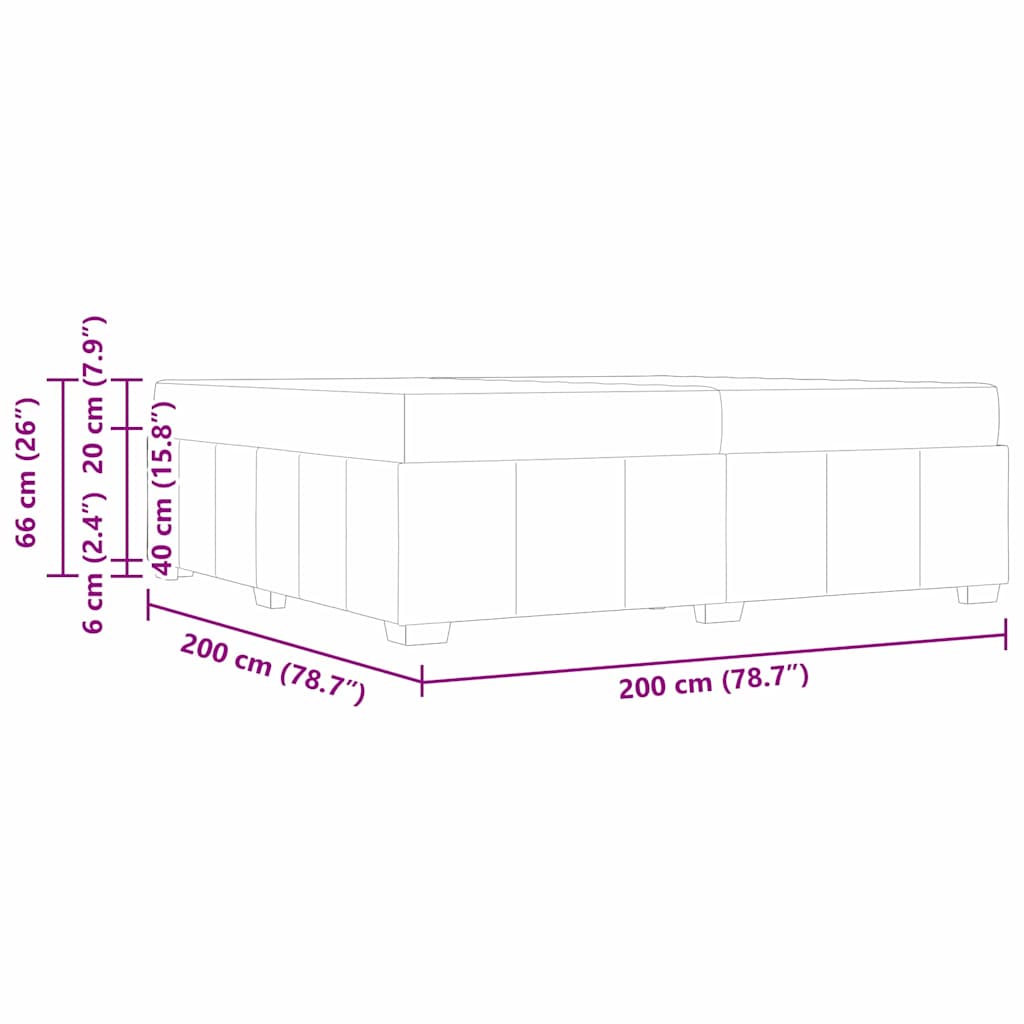 Box Spring Bed Frame with Mattress Dark Grey 200 x 200 cm Fabric