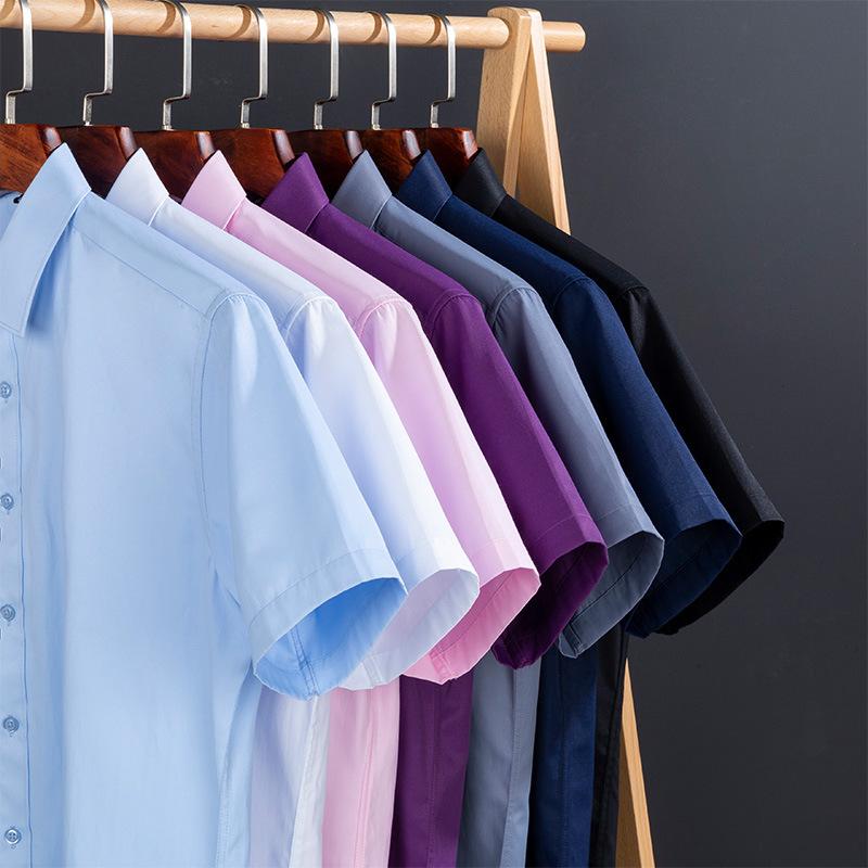 

Cotton Short-sleeved Plain Weave Shirt 4XL