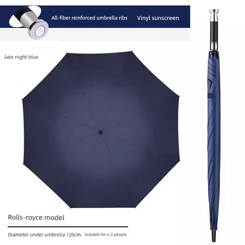Golf Umbrella, Reinforced, Wind-Resistant, Enlarged, Thickened, Automatic, Portable, Black-Coated, Sunshade, Sun Protection, Dual-Use for Sun and