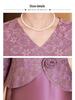 Robe Amincissante Élégante à Col en V pour Mamans - Jupe en Dentelle Violette