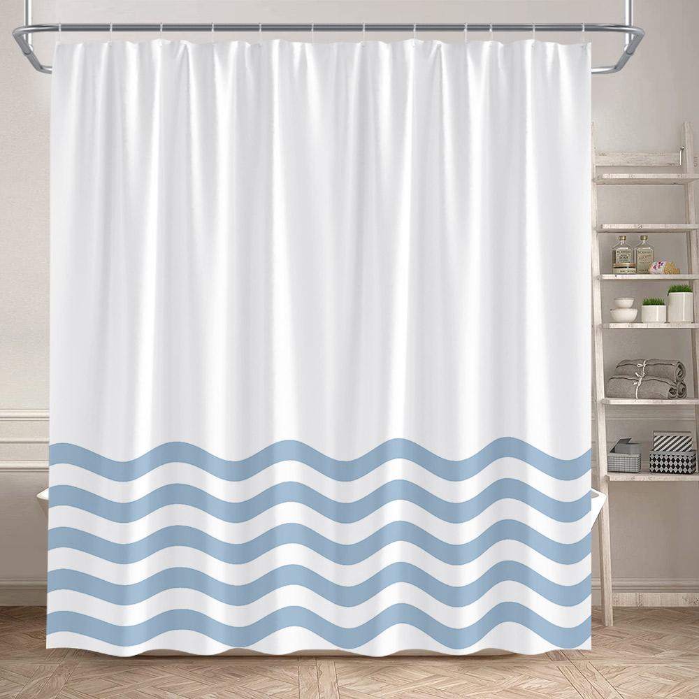 Czarno-biała Pasiasta Falista Zasłona Prysznicowa Kreatywny Geometryczny Wzór Liniowy Nowoczesne Minimalistyczne Zasłony Łazienkowe Tkanina Wystrój Domu