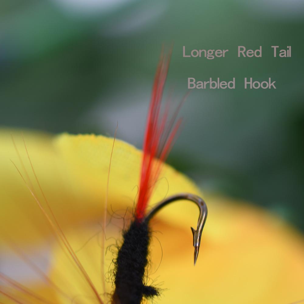 MNFT 10Pcs 12# Brown Beard May Fly Red Tail Wet Fishing Fly Trout Bait Flies
