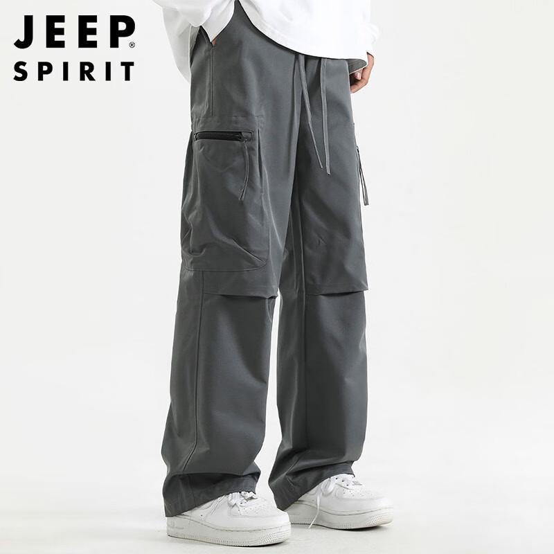 JEEP SPIRIT Men's Loose Multi-Pocket Straight-Leg Cargo Pants