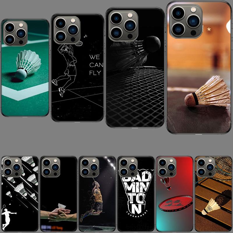 Badminton Sport Phone Case For Iphone 16E 15 Pro 14 Plus 17E 16 17 Pro Max Air 11 12 13 Mini Shockproof Capa Cute Cover TPU C