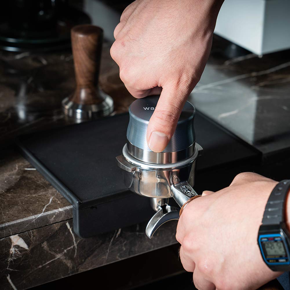 watchget Tamper Mat Coffee Tamper Coffee Mat Extra Thick Tamping Mat Heat Resistant Espresso Mat Silicone Protect Tables and Holders Black