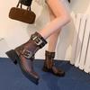 British Style Mesh Belt Buckle Breathable Martin Boots Women's 2025 Summer New Hollow Thick Heel Thick Sole Short Tube Cool Boots