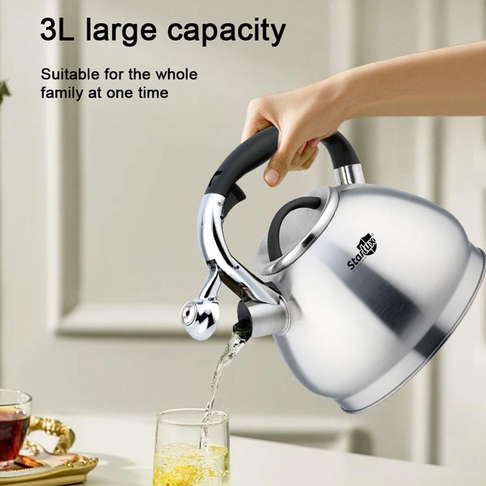 2025 New stainless steel whistle kettle, European household boiling water kettle, Induction cooker gas universal kettle, 3L argento