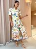 New personalized fashion graffiti print slim versatile dress women