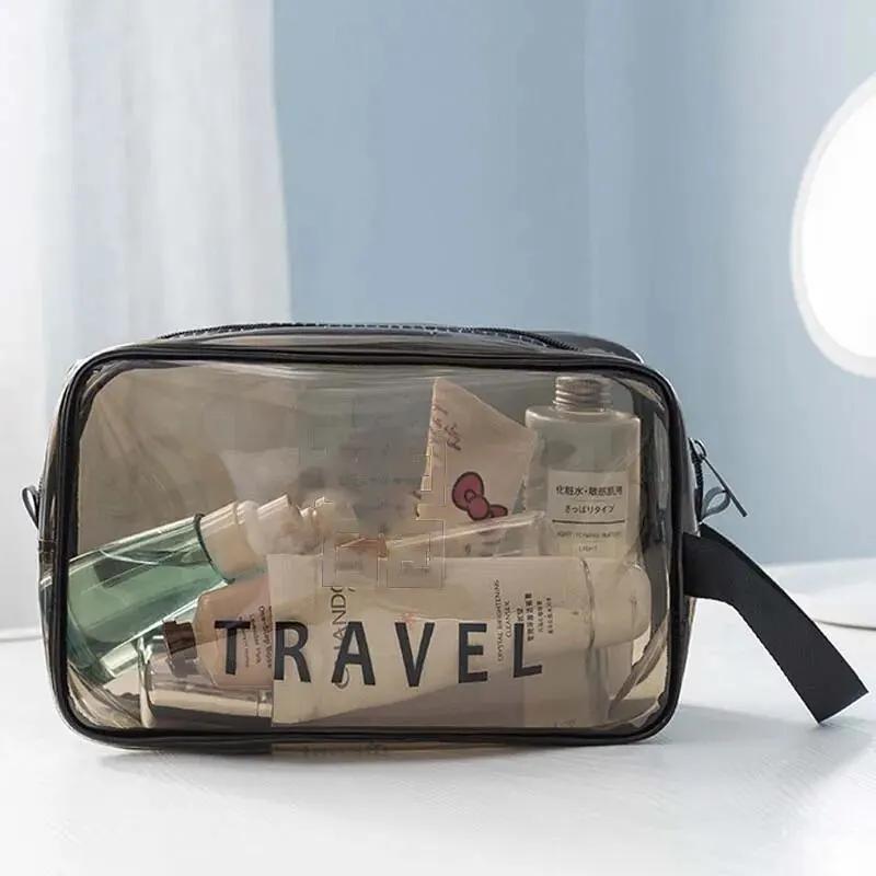 PVC Clear Makeup Case Toiletry Bag Multipurpose Travel Makeup Train Case Portable Cosmetic Organizer Transparent Storage Bag