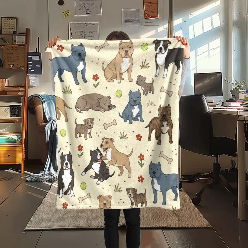 1PC Cute Dog Print Flannel Blanket, High Quality All Seasons, Home Decor, Warmth and Comfort, Perfect for Christmas Gifts