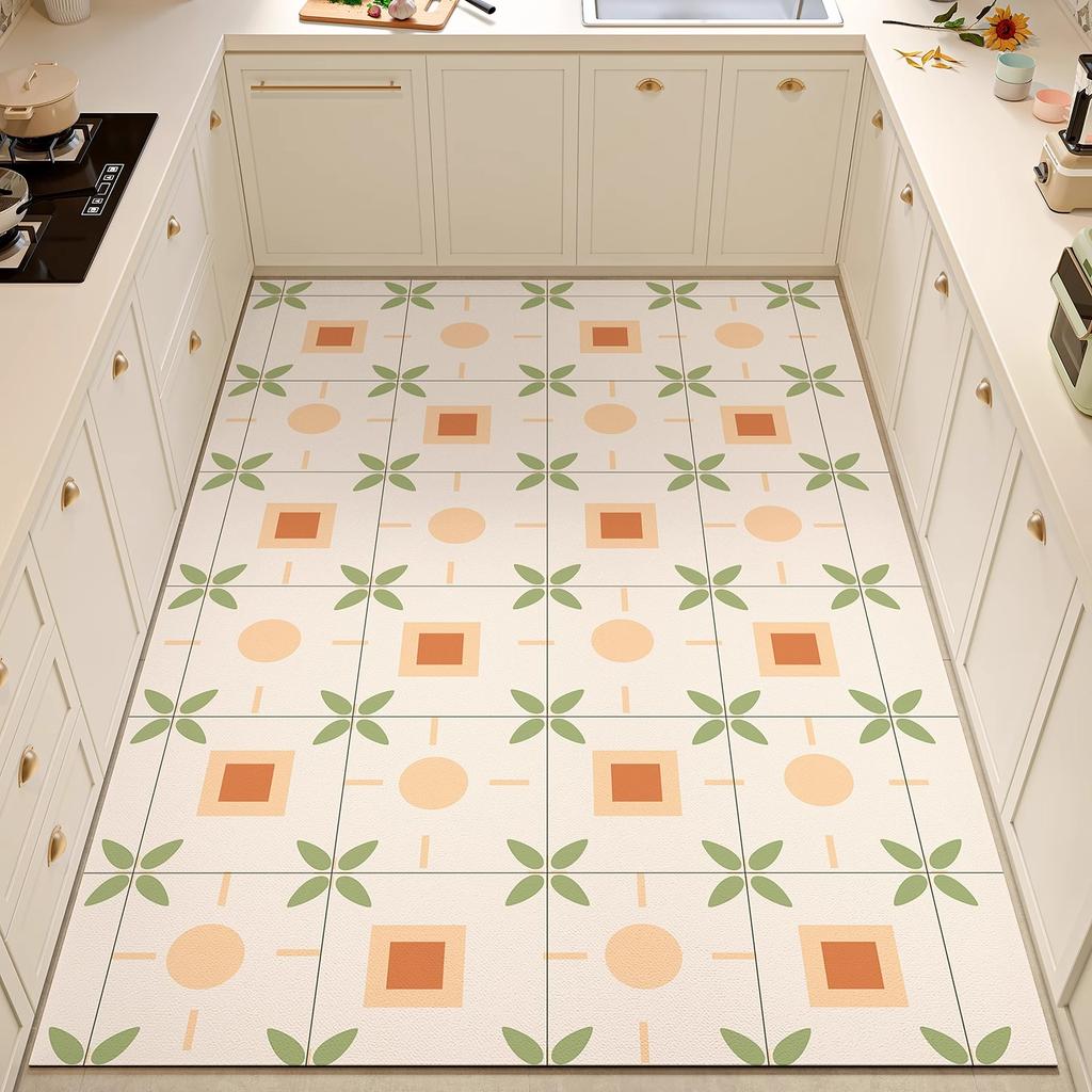 Kitchen Floor Mat Waterproof Oil-proof PVC Vinyl Rug Anti-fouling Non-slip Foot Mats Large Size Balcony Carpet Tapetes Alfombra