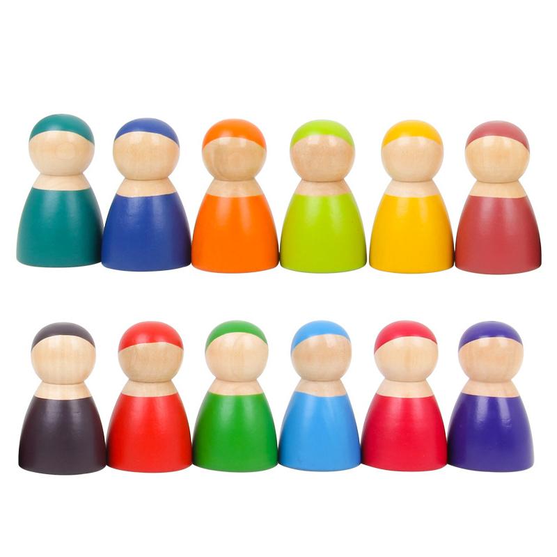 

Montessori Rainbow Building Block Solid Wood Educational Toy Rainbow Forest Castle Puppet Creative Puzzle Educational Toy To Kid