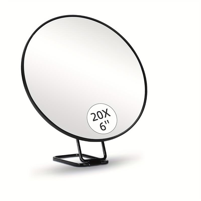 Handheld 6-inch Makeup Mirror with 10x, 20x, 30x Magnification and 360° Rotating Bracket