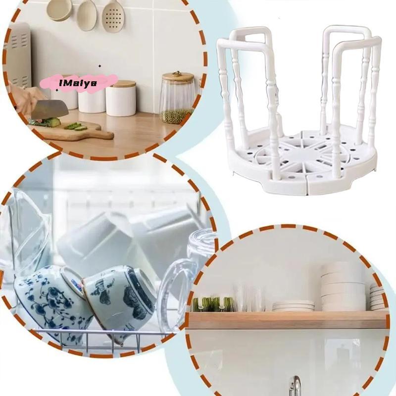 M-Portable Kitchen Dish Drying Rack Collapsible Bowl Holder Drainer Removable Tray for Compact Cabinet Organization