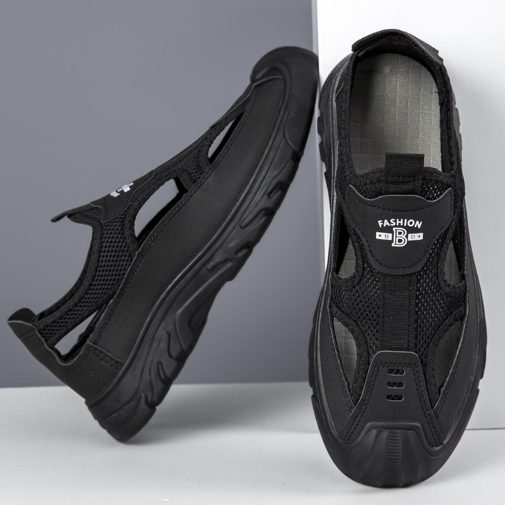 

Новые мужские сетчатые сандалии, летние дышащие мужские сетчатые туфли с капюшоном, полые, легкие, спортивные, пляжные туфли 39