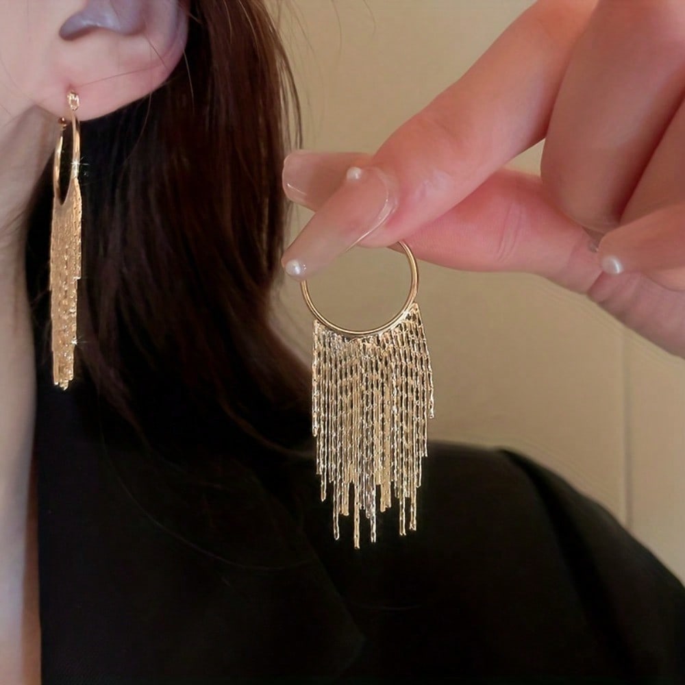 1 Pair Tassel Earrings, Long Temperament Earrings, Versatile And Fashionable Ear Accessories