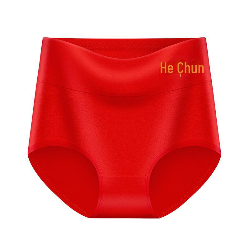 Sous-vêtements de mariage rouges pour femmes taille haute 2025 année du serpent - Slips confortables et respirants