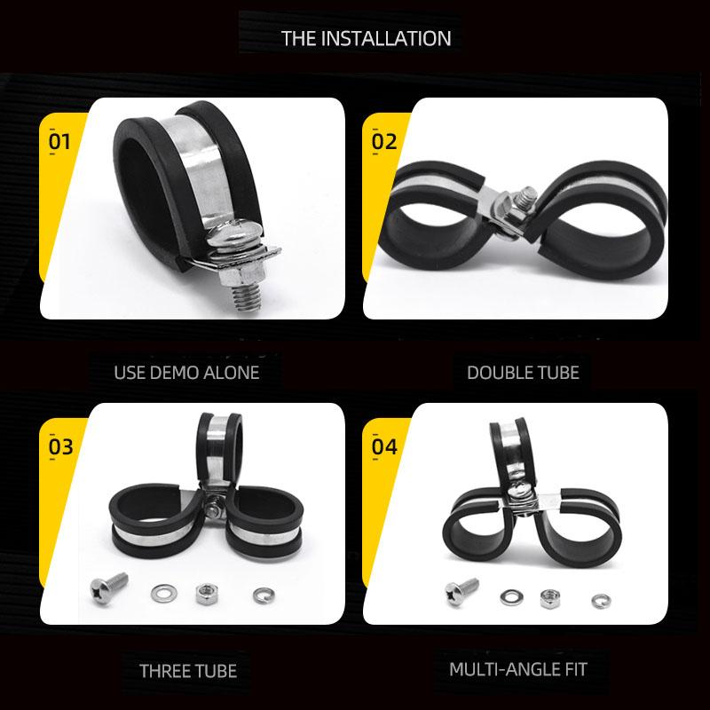 5pcs 304 Stainless Steel Rubber Lined P Clips R-type Pipe Clamp Cable Mounting Hose Pipe Clamp Hose Clamp Fixed Pipe Bracket