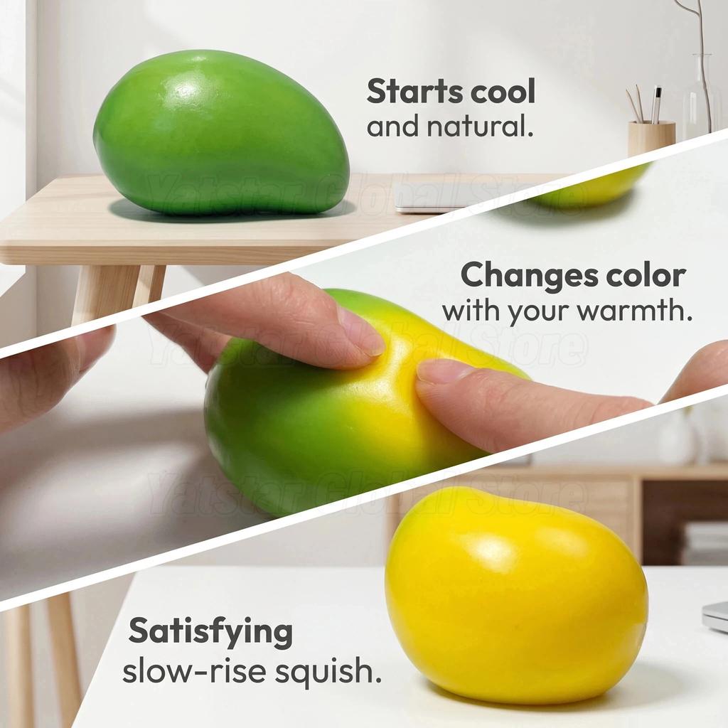 New Handmade Crispy Mango Squishy Stress Ball Crunchy Squeeze Fidget Toy Round Blocks ASMR Sensory Decompression for Adults