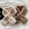 Korean Pearl Plush Imitation Rex Rabbit Fur Scarf - Thickened Cross Design for Autumn and Winter