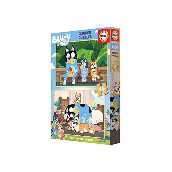Bluey Wooden Puzzle - EDUCA - 16 Pieces - Cartoons and Comics Theme