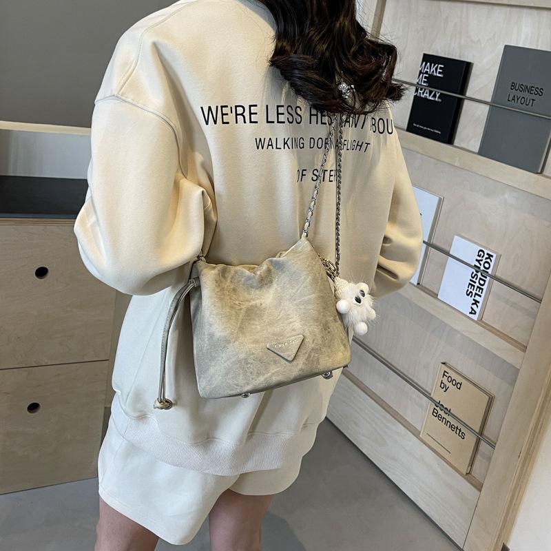2025 summer new bag women's niche design high-end chain bucket bag fashion strap shoulder bag
