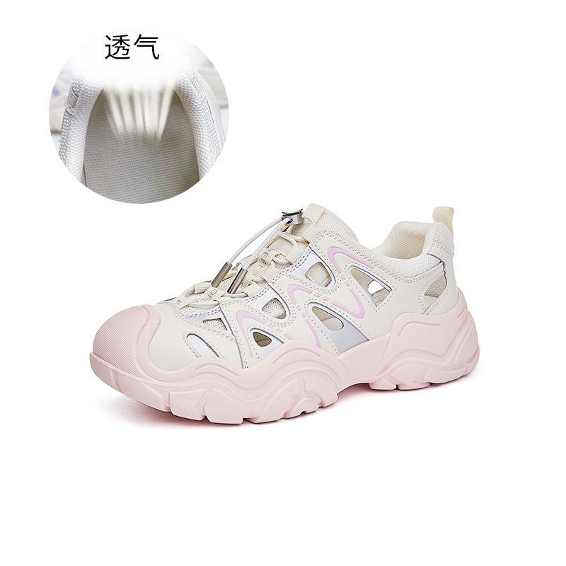 Leather Casual Shoes Women's 2025 Summer New Breathable Platform White Shoes Women's Fashion Versatile Sports Ugly Cute Women's Shoes