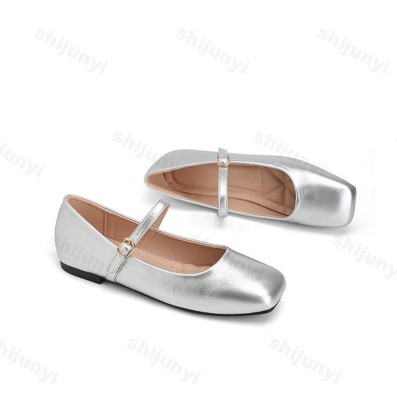 Women's Mary Jane Shoes Spring Summer New One Word Strap Vintage Flats Fashion Buckle Strap Comfortable Lightweight Casual Shoes