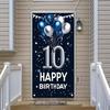 10th Birthday Door Cover Decoration 71 x 35 Inch Blue and Silver Balloon Banner for Tenth Birthday Party Supplies Happy 10 Years Old Photo Booth