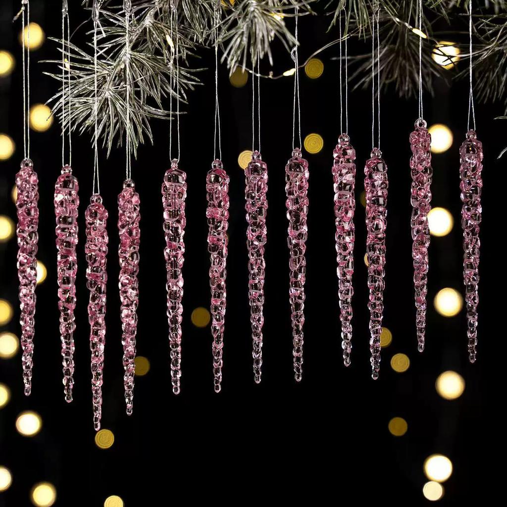 12/24/36pcs creative Christmas acrylic simulated icicles Christmas tree hanging decorations, suitable for Christmas home decora