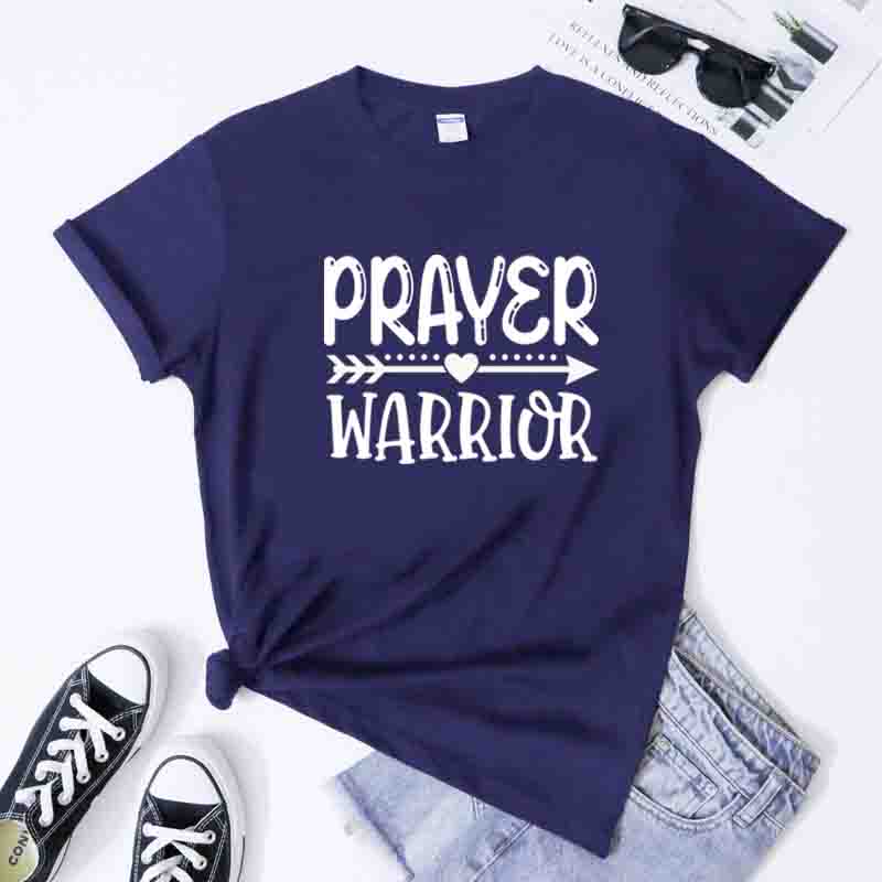 Prayer Warrior Heart Arrow TShirt 100 Cotton Christian Church Tshirts Cute Unisex Jesus Faith Bible Verse Tee Top