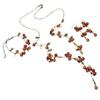 Vintage Forest Girl Bohemian Cherry Necklace Sweet Stylish Red Cherry Bracelet Earrings Set