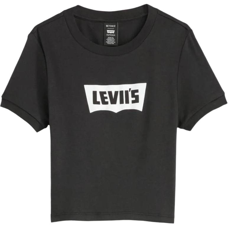 Levis X Beyoncé Collaboration SS25 Logo Print Solid Ribbed Neck Casual Loose Short Sleeve T-Shirt Women Tops 001QY-0006
