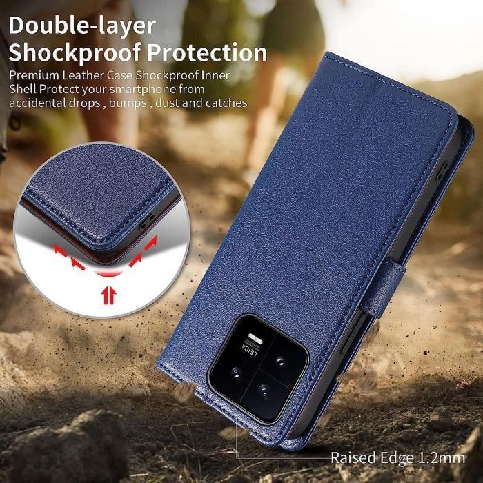 Coque pour Xiaomi 13 Pro Portefeuille Souple Antichoc Porte-Carte Protection Cuir PU - Bleu Marine