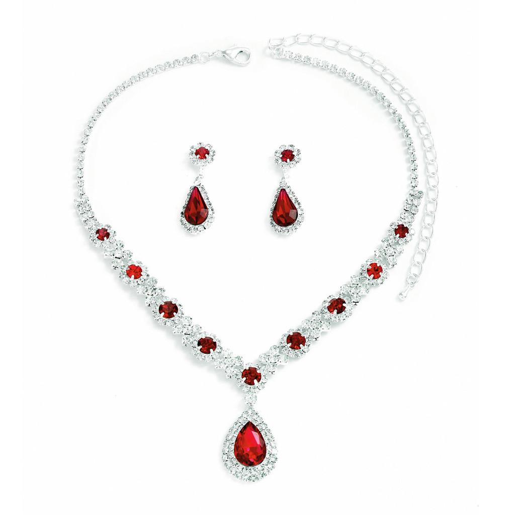 Water Drop Bridal Jewelry Set With Rhinestone Earrings And Necklace For Elegant Wedding Accessories